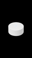 White round smart home wifi mesh router with blue LED indicator, isolated on transparent background. Ready for tech clipart, print on demand, stickers, and t-shirt design use.