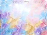 Soft watercolor background with pastel rainbow colors and decorative border frame for creative projects and artistic designs.