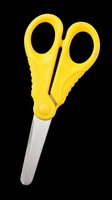 Bright yellow scissors with gray metal blades isolated on transparent background, ready for clipart, t-shirt design, stickers, print-on-demand products and sublimation projects.