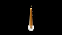 Tall golden candle in clear glass holder with flame, isolated on transparent background, ready for t-shirt design, clipart, stickers, print-on-demand products and sublimation projects.