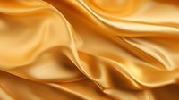 Luxurious golden silk fabric with soft waves and folds creating elegant drapery texture. Smooth satin material with light and shadow effects for luxury backgrounds.
