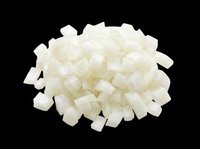Diced white onion pile isolated on transparent background, ready for food clipart, stickers, print on demand, T-shirt design, and culinary digital assets.