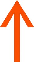 Orange upward arrow pointing up isolated on white background, representing growth, progress, increase, success and positive direction for business and finance concepts.