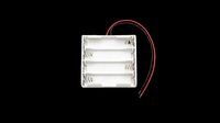 Four-slot battery holder with red and black wires isolated on transparent background, ready for electronics projects, circuit design, educational materials, and technical illustrations for print and digital use.