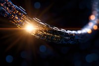Futuristic digital wave with glowing light effect and bokeh background creates dynamic technology concept for business and innovation presentations.