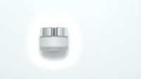 White cosmetic jar with silver cap isolated on clean background for skincare product packaging and beauty brand marketing materials.