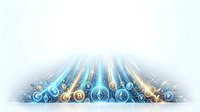 Glowing digital currency symbols and blockchain network nodes converging in perspective, representing fintech innovation and cryptocurrency technology for web and app design.