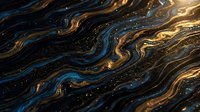 Luxurious fluid art with swirling gold and deep blue waves, featuring sparkling particles and metallic accents. Perfect for backgrounds, wallpapers, and premium design projects.