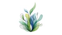 Abstract watercolor botanical leaves in green and blue tones isolated on white background for organic design projects and natural branding materials.