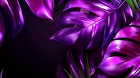Vibrant purple monstera leaves with metallic sheen against dark background create dramatic botanical composition for luxury design and modern decor projects.