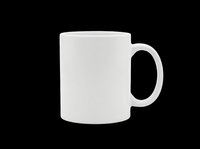 Blank white ceramic mug isolated on transparent background, ready for custom design, sublimation printing, and print-on-demand merchandise applications.