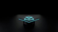 Glowing cyan neon graduation cap with floating geometric lines on dark background, suitable for education, technology, and learning design projects.