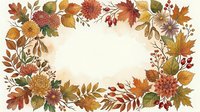 Autumn leaves and flowers frame with warm fall colors creating decorative border on cream background for seasonal designs and thanksgiving projects.