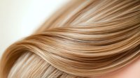 Smooth flowing blonde hair strands with gentle waves and highlights creating soft texture and movement against light background, showcasing healthy hair care and styling.