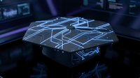 Futuristic holographic brain with glowing neural pathways and circuit patterns floating above digital interface in dark tech environment for AI concepts.