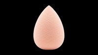 Soft peach teardrop beauty sponge isolated on transparent background, ready for makeup, cosmetics, and design projects including t-shirts, clipart, and print-on-demand products.