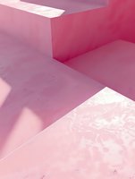 Minimalist architectural detail in soft pink tones with geometric shadows creating abstract composition, suitable for modern interior design and feminine branding projects.