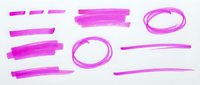 Magenta marker strokes and circular brush marks isolated on white background, ready for graphic design, web projects, and creative layouts.