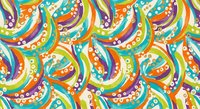 Vibrant swirling pattern with colorful curved lines and dots creating dynamic abstract design for textile, wallpaper and decorative backgrounds.