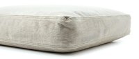 Neutral linen floor cushion with textured fabric and clean stitching, isolated on white background, showcasing minimalist home decor and comfort seating.