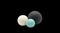 Decorative spheres in cream, light blue, and charcoal isolated on transparent background. Ready for design use on t-shirts, clipart, stickers, print-on-demand products, and sublimation projects.