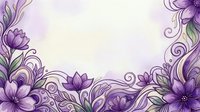 Ornate purple floral border with swirling decorative elements and blooming flowers on isolated background, suitable for invitations, cards, and design projects.