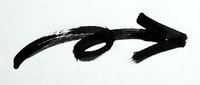 Curved arrow drawn with black brush stroke on white background, pointing right direction for design and graphic projects.