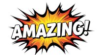 Comic book style explosion burst with Amazing text in bold letters on colorful starburst background isolated on white for graphic design projects.