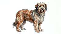 Shih Tzu dog with brown and white coat standing in profile on isolated white background, suitable for pet care, veterinary, and design projects.