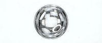 Transparent glass sphere with reflective metallic surface isolated on white background, suitable for design projects, web graphics, and digital compositions.