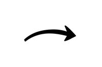 Black curved arrow pointing right on white background, isolated graphic element for direction indication in presentations and infographics.