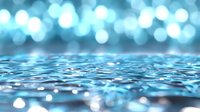 Tranquil blue water surface with soft bokeh lights reflecting on gentle ripples, creating a serene and dreamy aquatic background for spa, wellness, and meditation designs.