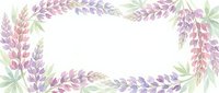 Watercolor lavender frame with purple flowers and green leaves on white background. Floral border design for wedding invitations and greeting cards.