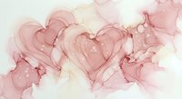 Soft pink watercolor hearts floating on delicate blush background with romantic flowing brushstrokes for wedding invitations and love-themed designs.