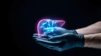 Gloved hands holding glowing brain with electric energy effects on dark background for medical technology and neuroscience concepts.