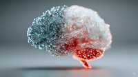 Digital brain with glowing neural networks and data particles representing artificial intelligence, machine learning and cognitive computing technology.