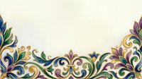 Ornate floral border with gold accents and swirling leaves in jewel tones on isolated white background, ready for design projects and decorative applications.