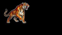 Roaring tiger in aggressive attack pose, isolated on transparent background. Bold clipart for t-shirt design, stickers, print on demand, and sublimation projects.