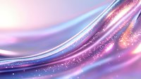 Abstract flowing waves with glowing sparkles in pink, purple and blue colors create magical ethereal background with light effects and shimmering particles.