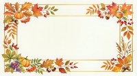 Autumn foliage border frame with fall leaves, berries, and seasonal florals on cream background for greeting cards, invitations, and seasonal designs.
