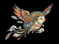 Ornate flying squirrel with intricate patterned wings and decorative tail, isolated on transparent background, ready for t-shirt design, clipart, stickers, sublimation and print-on-demand projects.