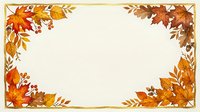 Autumn leaves frame with gold border on cream background, isolated design element for fall seasonal cards, invitations, and decorative layouts.