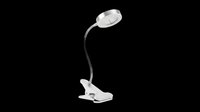 Clip-on LED desk lamp with flexible gooseneck arm, isolated on transparent background. Ready for product design, stickers, clipart, t-shirt prints, and print on demand use.
