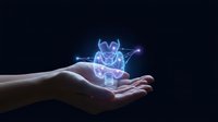 Human hands holding glowing digital brain with neural network connections on dark background for technology and artificial intelligence concepts.