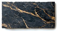 Luxurious black marble slab with dramatic gold veining pattern creates elegant natural stone texture for interior design and architectural applications.