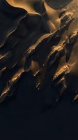 Aerial view of golden sand dunes with dramatic shadows and warm sunlight creating natural patterns and textures in desert landscape for travel content.