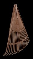 Brown plastic fan leaf rake isolated on transparent background, ready for garden tool clipart, stickers, print on demand, sublimation, and t-shirt design use.