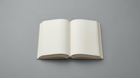 Open hardcover book with blank white pages on gray background, mockup for text, design, or branding presentation.