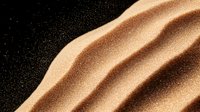 Smooth flowing beige and gold waves create elegant abstract curves against dark background, with shimmering glitter effect and soft gradient transitions.