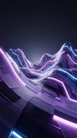 Abstract flowing waves with neon purple and blue glowing lines on dark background, modern digital art for tech, gaming, and contemporary design projects.